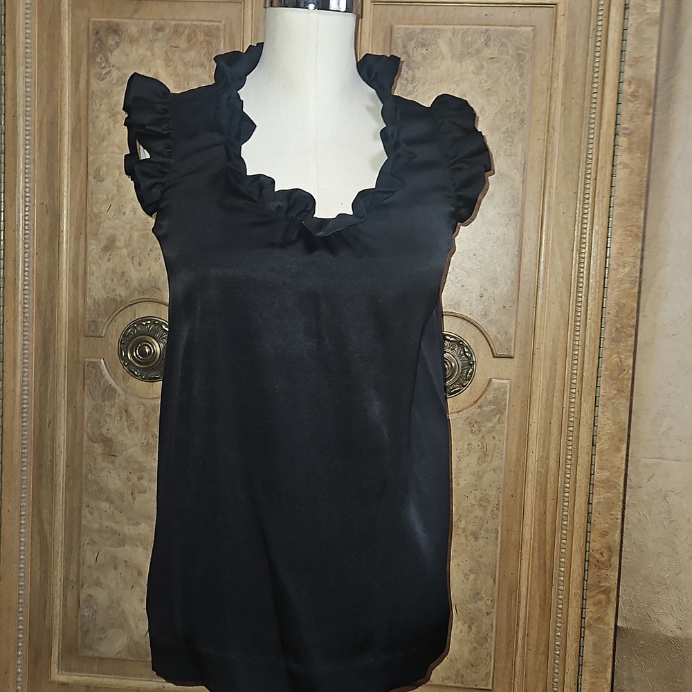Kate Spade Black Ruffle Sleeveless Blouse